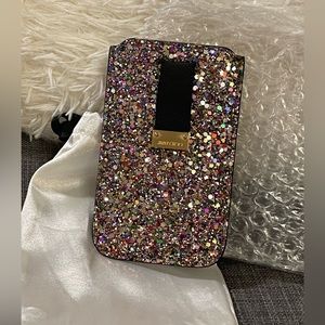 Authentic New JIMMY CHOO Multicoloured Coarse Glitter Card Holder